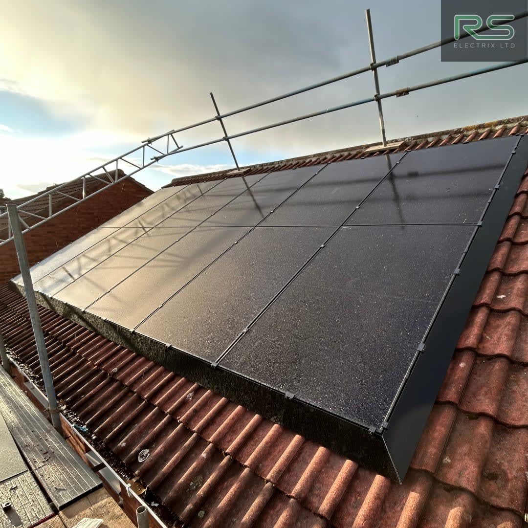 All-black residential solar panel installation by Renewable Specialists