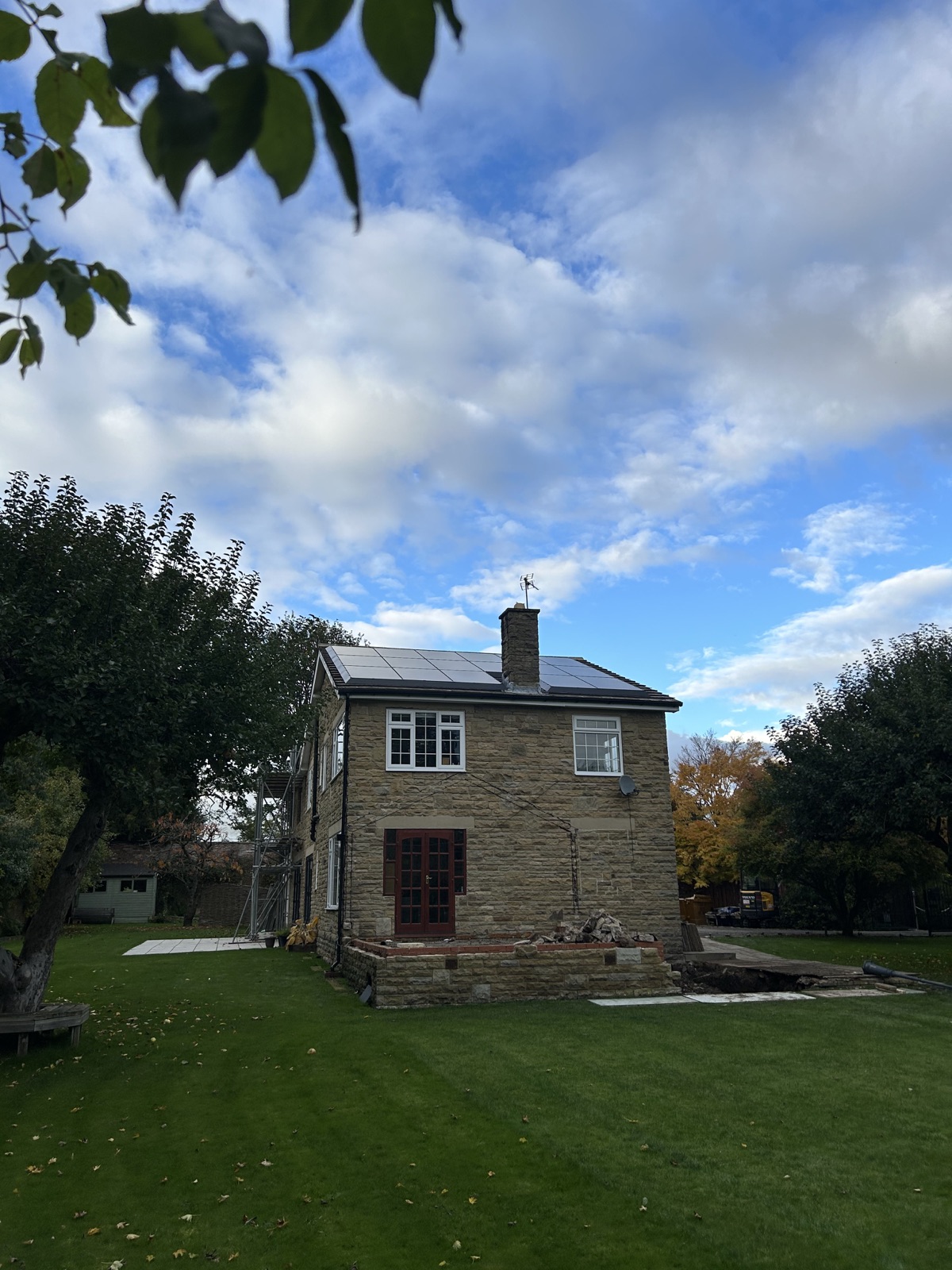 Completed solar installation on a stone property in Copgrove