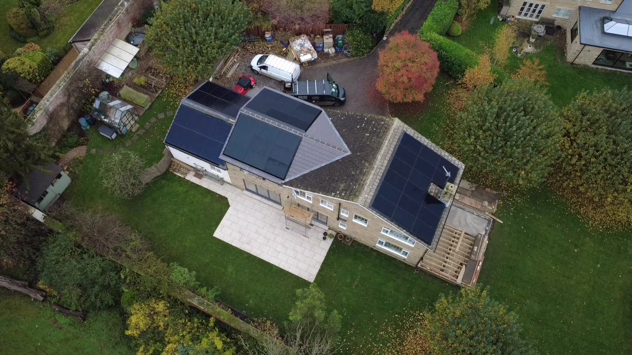 Large rooftop solar installation in Copgrove viewed from above