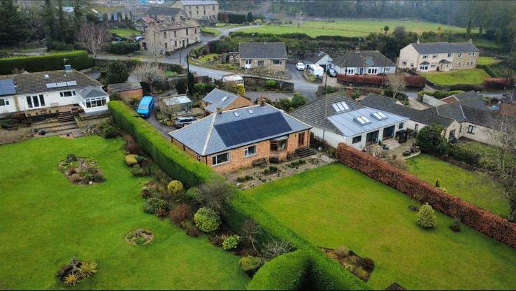 Wide aerial view showing the completed Leyburn solar installation