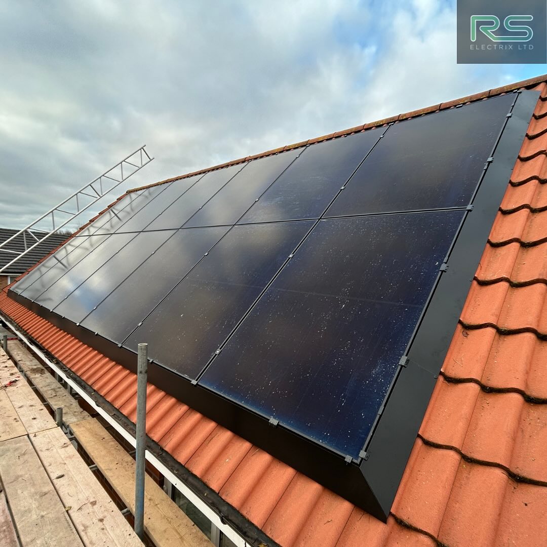 Close view of the all-black solar panels installed at Swale Close