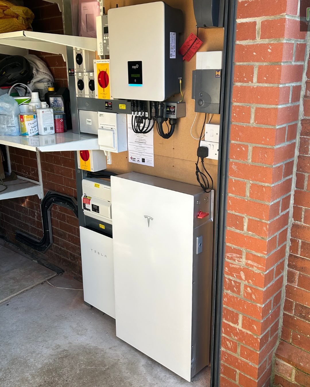 Solar inverter and Tesla Powerwall equipment at Wensley Road