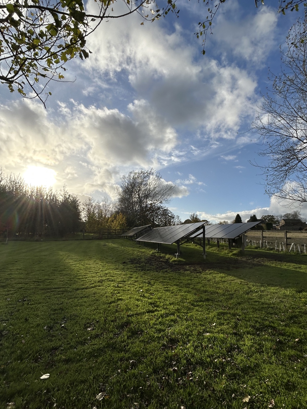 Completed bifacial AIKO ground-mounted solar array in Harrogate