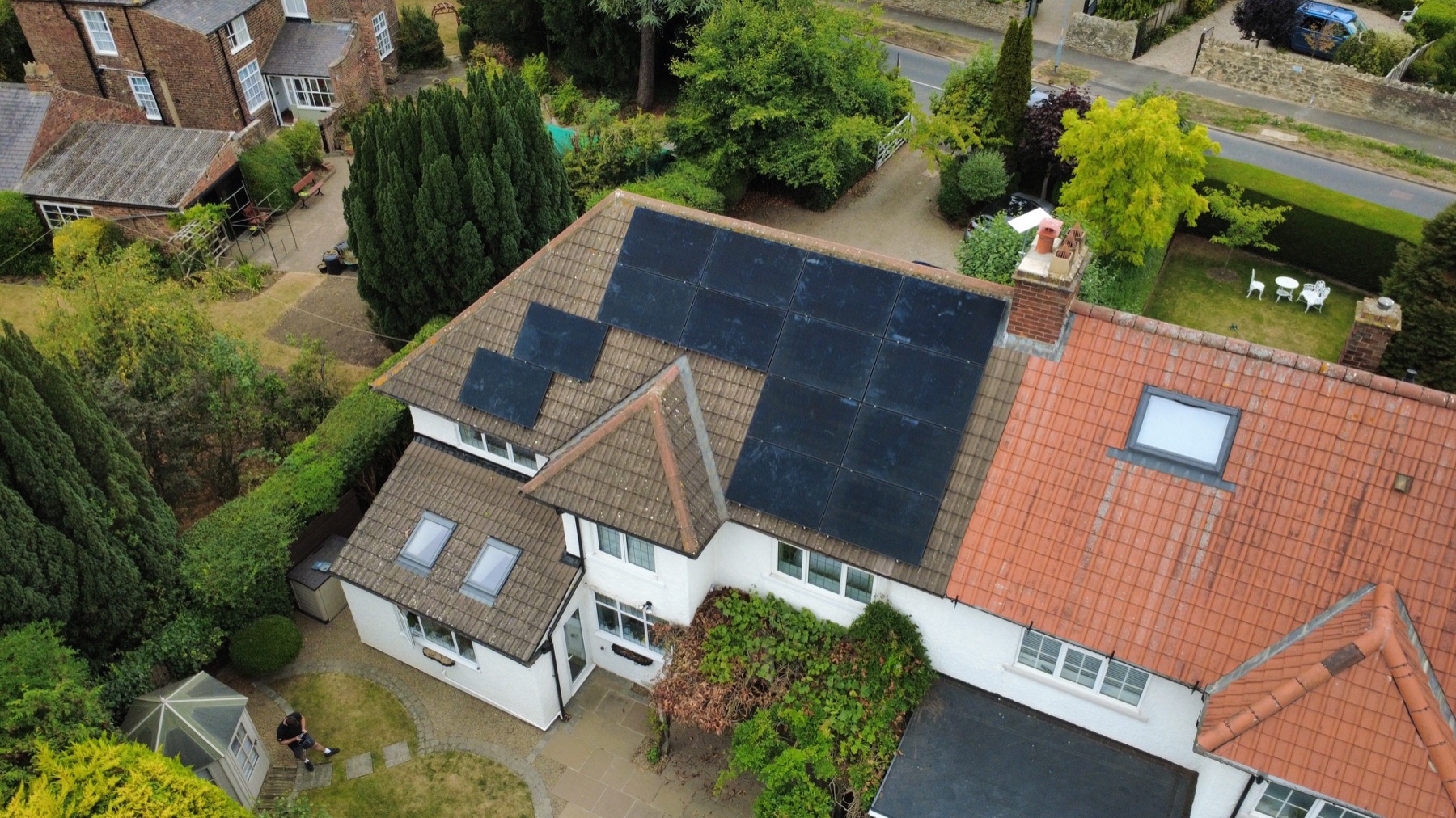 All-black AIKO rooftop solar panel installation in Yarm